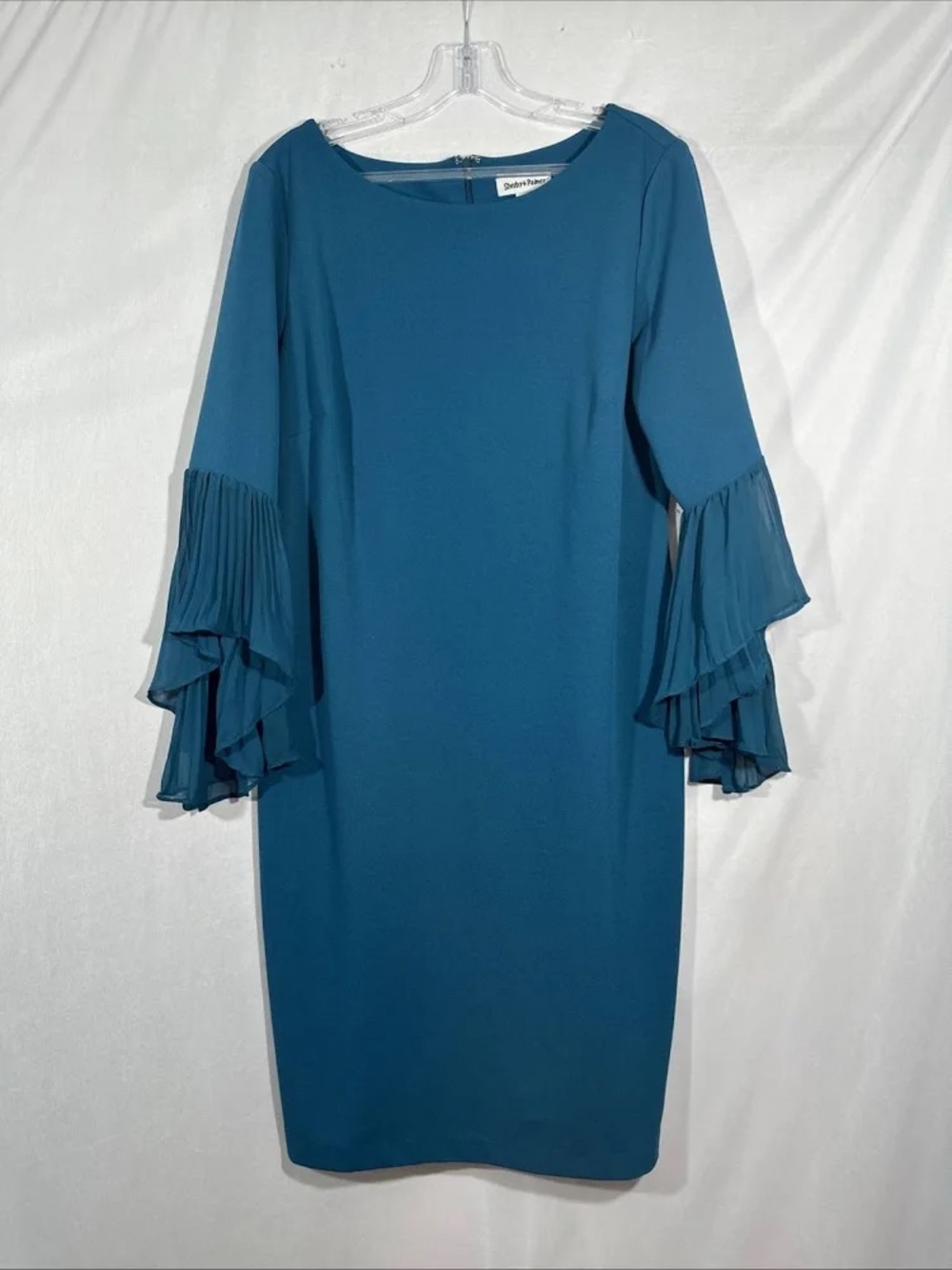 Charming Teal Dress with Pleated Bell Sleeves - Shelby & Palmer